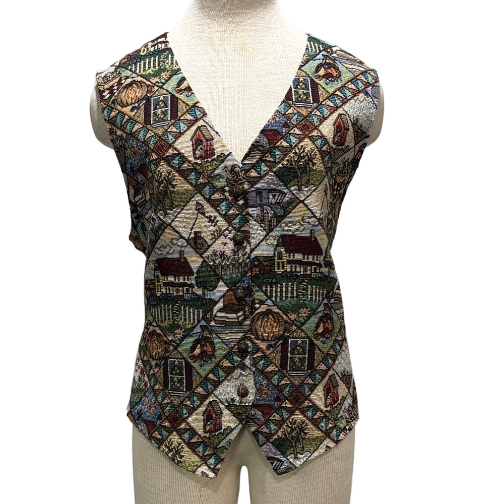 Bobbie Brooks sz XL fall teacher tapestry novelty vest